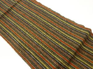 手織り紬縞模様織出し名古屋帯